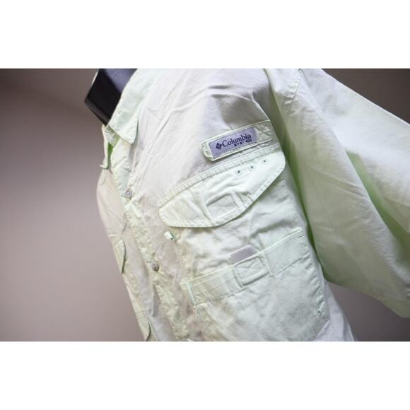 Columbia PFG Vented Fishing Shirt Light Green Performance Camp Shirt Mens Large - Picture 3 of 13